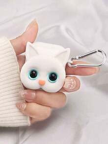 1个3D白色猫咪硅胶耳机套，兼容苹果1/2/3/4和Pro/Pro2蓝牙耳机 - 白色 - 查看 7