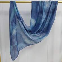 1pc Tie-Dye Casual Polyester Printed Scarf, All Season - Blue - View 7