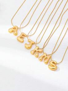 1 chiếc dây chuyền mặt chữ tối giản thời trang, dây chuyền sang trọng thanh lịch phù hợp để đeo hàng ngày. - Vàng - Xem 2