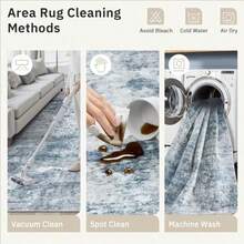 Abstract Rug 8x10 Large Living Room Rugs Neutral Modern Washable Area Rugs For Bedroom Dining Room Non-Slip Stain Resistant Foldable Thin Blue - Blue/Grey - View 5