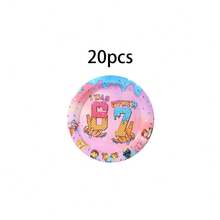 10/20/50pcs,I Was 6 Now I'm 7 Donut Ice Cream Disposable 7inch & 9inch Paper Plates, Pink Gradient Sprinkle Drip Number 6 7 Print Round Plates,Sweet Treat 6th To 7th Birthday Dinner Plates For Sweet 7th Birthday Party Supplies - View 10