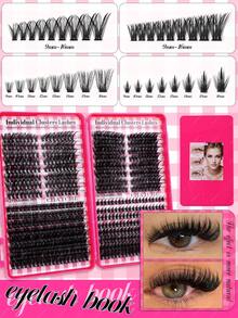 Bộ mi giả tự làm (608/544 miếng/gói): Mi giả dạng chùm tự nhiên, mi giả 3D dày, mi giả mắt mèo 9-16mm, mi giả lông chồn mềm mại, dày và dài, mi giả đơn lẻ hỗn hợp, hoàn hảo cho du lịch và tiệc tùng, dễ dàng mang theo. - Nhiều màu - Xem 6