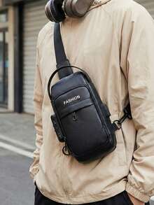 男士PU皮革斜挎胸包，带锁和USB接口 - 时尚摩托车单肩包，带手机袋，拉链封口，适合日常通勤、摩托车出行、商务防盗斜挎胸包 - 休闲运动旅行单肩包，可调节肩带，多口袋腰包，适合外出、婚礼、节日等场合，是送给父亲、丈夫、男友和老师的完美礼物 - 彩色 - 查看 2