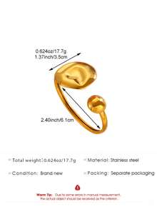 1pc Fashionable Exaggerated Ocean Style Butterfly, Flower, Shell, Sun & Moon Open Bangle Bracelet, Suitable For Women's Daily & Holiday Wear - Yellow Gold - View 5