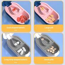 4-In-1 Pill Grinder And Dispenser, Includes Grinder And Storage Box - Portable Mini Pill Box, Suitable For Tablets/Capsules, Can Split Tablets In Half And Grind Into Powder, Ideal Home Medication Solution, Practical And Portable Pill Grinder. - Multicolor - View 7