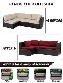 1 chiếc vỏ đệm ghế sofa ngoài trời bằng lụa sữa màu trơn mật độ cao, độ đàn hồi cao, có thể tháo rời, dạng bán kín, thích hợp cho ghế sofa sân hiên, ban công, sân vườn. - Màu Đỏ Sâu - Xem 3