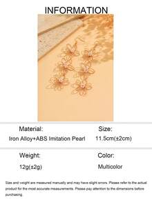 1 Pair Fashionable Gold Double-Layer Floral Earrings, Exaggerated Design Long Multi-Layer Flower Dangle Earrings For Women, Suitable For Daily Wear, Dates And Photo Shoots - Gold - View 5
