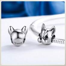 WOSTU 1 件 925 纯银可爱狗狗吊坠珠 Fadou 吊坠 适合女士 DIY 手链和项链 抗氧化 精致珠宝 - 銀色 - 查看 5