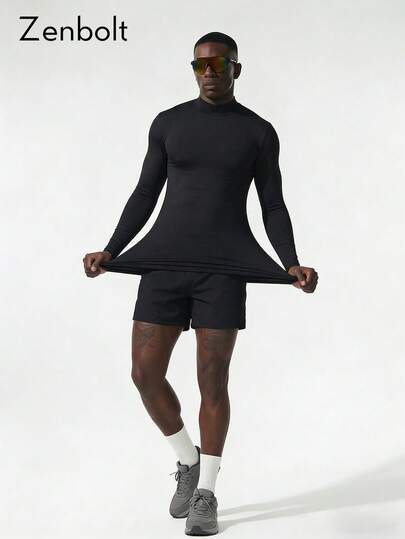 ZULIZ Zenbolt 男士基础款纯色高领修身长袖T恤