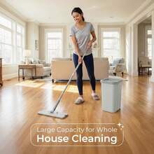 2026 Hot Spring Summer Popular Mop And Bucket Set With Wringer, Wet And Dry Floor Mop Kit For Hardwood, Vinyl, Tile, Baseboards And Walls Cleaning, Includes 4 Washable Reusable Microfiber Pads, Multi-Functional Household Cleaning Tool For Home, Kitchen, Office, Perfect For Daily Use, Birthday Party, Holiday Cleaning & Ideal Festival Birthday Gift For Family, Friends, Homeowners - 1 - 查看 2