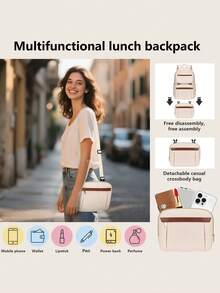 NEWHEY Lunch Backpack For Women 15.6 Inch Laptop Backpack With USB Port Travel Backpack With Detachable Bag Work Backpack With Lunch Compartment Water Resistant Computer Backpack For College Business - Multicolor - View 5