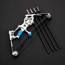 7.5-Inch Stainless Steel Mini Compound Bow,Mini Toy Bow And Arrow Set, Ideal For Beginner Archery Practice And Holiday Gifts - Silver Black - View 5