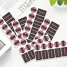 Bộ 60 nhãn dán cảnh báo dễ vỡ màu hồng và đen | Nhãn "Xử lý nhẹ nhàng, cẩn thận" dùng cho vận chuyển và đóng gói quà tặng. - Người ngoài hành tinh - Xem 9