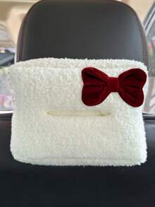 1 pieza Cubierta de caja de pañuelos de peluche, soporte multiusos para pañuelos colgante para el asiento, reposabrazos, consola del coche - A - Ver 11