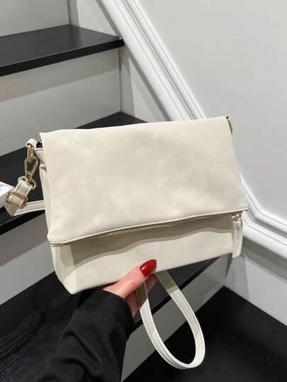New Korean Style Large Capacity Envelope Bag, Women's Simple Solid Color Shoulder Bag, Fashionable Crossbody Bag