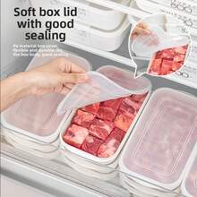 6pcs   Plastic Meal Prep Container Square Freezer Fridge Storage Box With Clip Lid For Meat Vegetables Leftovers Space Saving Dishwasher Safety - 350ML-6pcs - View 6