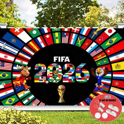 2026 World Cup,Cup, Football, Flag, Mascot  Pattern 2D Flat Tapestry Wall Hanging Fabric .Background Decoration For Wall Fabric, Garden Flags, As Birthday Gifts, Gift Room Banners, Wall Banners, University Dormitory Decoration, Outdoor, Graduation,Family, Wedding, Suitable For All Seasons' Wall Fabric, Washable, Machine Washable, Lightweight, Comfortable. Unique Design, Suitable For His Peach-Colored Cotton Fabric, Suitable For Her Personalized Ideal Decorative Gifts, Suitable For Her, Him, Family, Mother, Lover, Daughter, Son, Friends, Classmates. Perfect For Camping, Traveling, Home Life, Daily Life, Office Decoration, Birthday, Anniversary, Valentine's Day, Thanksgiving, Christmas, Halloween, Mother's Day, Father's Day,Graduation,Bedroom Decoration, Wall Art Posters, Home Decor, Wedding, Easter, New Year Gifts, Car, Bedroom, Living Room, Office, Outdoor Camping, Beach, Outdoor Flag Wall Tapestry,Yoga Party, As Background Wall Decoration Tapestry.