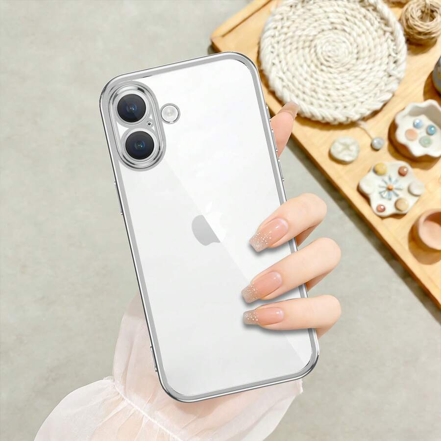【人気のあるもの】iPhone16 ケース クリア スマホケース 透明 薄型 ソフト TPU 耐衝撃 メッキ加工 ストラップホール付き 軽量 - シルバー - チェックする 1
