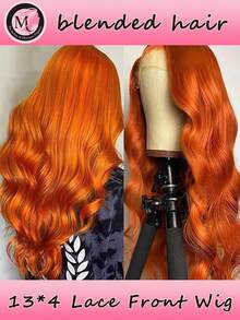 Tóc pha trộn được làm từ tóc người kết hợp với sợi tổng hợp và sợi protein. Tóc giả ren phía trước tổng hợp, ren 13*4, mật độ 180%, tóc giả sóng nhẹ, tóc giả gợn sóng có tóc con dành cho phụ nữ sử dụng hàng ngày và dự tiệc, tóc giả ren phía trước màu nâu tự nhiên, không cần keo, đã được tỉa sẵn (kiểu tóc bob 8-16 inch). - S350 - Xem 2