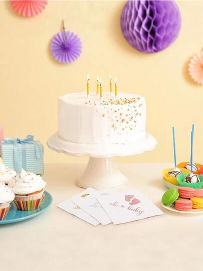 20 Pcs Cocktail Napkins, Gold Foil Oh Baby Footprint Printed Disposable Dinner Napkins For Gender Reveal Party, First Birthday Baby Feet Decorations Table Decor Supplies, Baby Shower