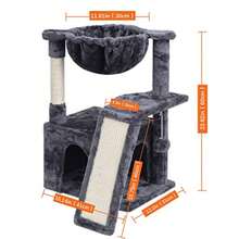 23.62" Cat Tree For Indoor Large Cats Cat Tower With Scratching Posts And Board Modern Cat Bed Furniture With Condo And Basket Smoky Grey - Khói - Xem 4