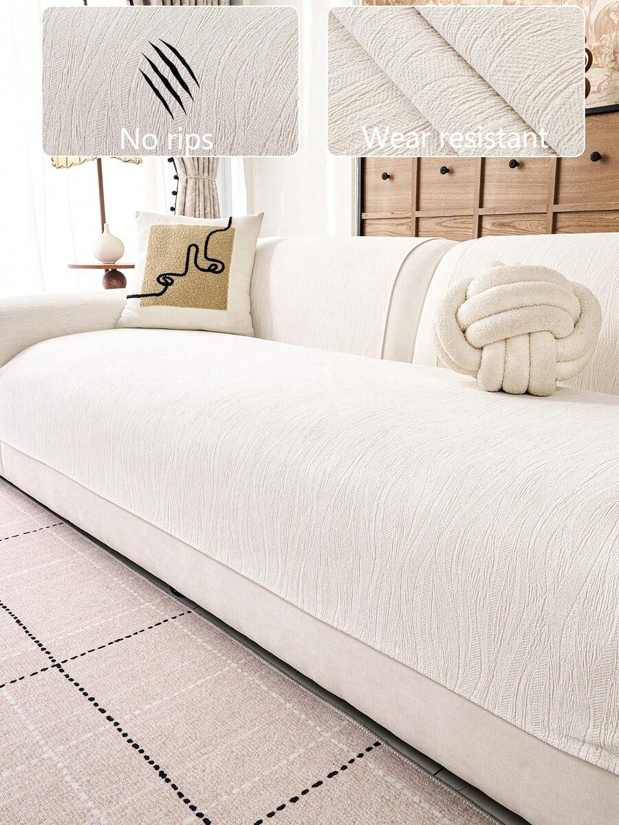 1pc Chenille Fabric Sofa Cushion Cover, All-Season Universal Sofa Seat Protector, Modern Minimalist Non-Slip Sofa Pad, Dust-Proof And Easy To Clean, Machine Washable, Soft And Fade-Resistant, Pet-Friendly, Adjustable For Corner Sofa, Bedroom, Office, Living Room Furniture