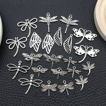 16/22/52件装畅销合金动物蜻蜓蝴蝶系列吊坠饰品，适用于DIY手工手链项链耳环首饰配件 - 復古銀色 - 查看 12