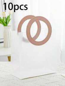 10pcs/1pc Frosted Transparent Round Handle Bags, No Ribbon, Suitable For Valentine's Day Gifts, Wedding Gifts, Candy Bridesmaid Gifts, Jewelry Store Shopping Bags, Wedding Bridesmaid Gifts, Applicable For Weddings, Birthdays, Valentine's Day, PP Frosted Transparent Round Handle Bags - Multicolor - View 19