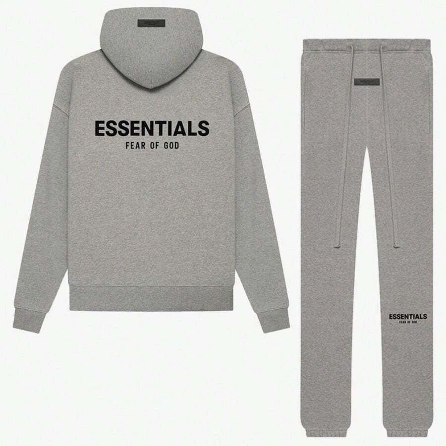 Fear Of God  Autumn Winter Hoodie 'Dark Oatmeal' Loose Drop Shoulder Hooded Women/Men Sweatshirt,Runs 1 Size Large , Vintage Flocking Craftsmanship Combined With Modern Men Breathable Technology, Warm Cotton Flocking - DARK OATMEA/SET - 查看 1