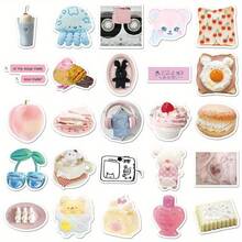 50张盐基疗愈风格系列卡通涂鸦贴纸，适用于DIY手册、行李箱、头盔、桌面、马克杯、笔记本等。 - 方形 - 查看 3