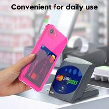 For IPhone 17e 16e Wallet Case With Card Holder Cute Girly Clear Credit Card Slot Case Thin Slim Silicone Rubber Transparent Hard Shell Camera Cover For Women Men Hot Pink - 玫紅色 - 查看 5