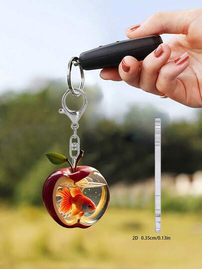 2D flacher einstufiger Apfel Schlüsselanhänger, fischförmiges Design - leuchtendes Rot und Grün Acryl Schlüsselring, geeignet für Taschen und Autoschlüssel - einzigartiges Geschenk zum Valentinstag, Muttertag, Vatertag, ideales Geschenk für Familie, Freunde und Paare Valentinstag Geschenk, Valentinstag Geschenkführer, erschwingliche Valentinsgeschenke, Ostersonntag, Muttertag