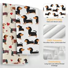 2pcs Dachshund Print Kitchen Towels, 100% Polyester Kitchen Cleaning Cloths, Suitable For Restaurant, Kitchen And Home Decor; Quick-Drying, Lightweight, Fade-Resistant, Low-Shedding, Anti-Mildew, High Color Fastness, Size 40*60cm - White - View 5