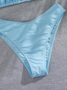 女士露背系带性感浅蓝色比基尼泳装套装，适合海滩度假，露背系带设计，休闲优雅的女士沙滩泳装，采用高弹面料，双层透气面料，夏季穿着舒适。 - 淺藍色 - 查看 6