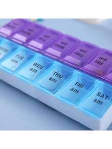 7-Day Universal Pill Box, Portable Mini Large Capacity English 7-Compartment Pill Organizer, Medication Storage Box - Mini Portable Rectangular Medicine Box Storage Box - View 2
