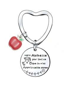 Personalized Teacher Keychain, Ideal Gift For Teachers, Graduation, Birthday, Christmas, Casual, Party, Street, Cute, Elegant Zinc Alloy Teacher's Day Gift - Silver - View 9