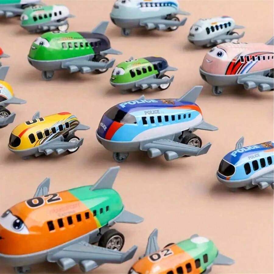 8/16pcs Mini Inertial Powered Manual Creative Airplane Model, Party Favors And Christmas Stocking Stuffers, Suitable For Christmas, Halloween, Thanksgiving And Easter Holidays (Random Patterns And Styles)