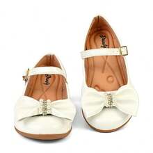Girls' Heeled Ballet Flats, Sizes 28 To 36, Direct From The Factory, Super Comfortable 101-503 - White - View 5