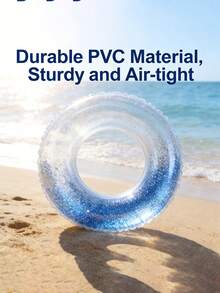 1个透明亮片充气漂浮垫，游泳圈，加厚PVC水晶游泳圈腋下漂浮圈，成人透明可爱腋下加厚圆形大浮力游泳圈，轻便易携，漂浮垫和漂浮管 - 無色 - 查看 4