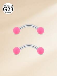 CIZME 2件装 16G 钛合金弯杆眉钉，眉环耳骨环耳廓环肚脐环唇环身体穿刺饰品 - 橡膠球 - 查看 12