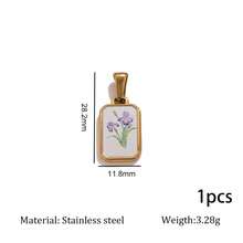 1Pc 18K Gold Plated 304 Stainless Steel Vintage Floral Pendant, Geometric Flower Print Charm Anti-Tarnish DIY Bracelet Necklace Accessories - Flower Pendant - View 9