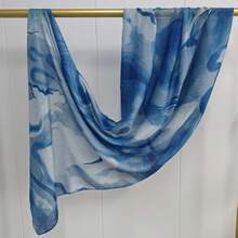 1pc Tie-Dye Casual Polyester Printed Scarf, All Season - Blue - View 3
