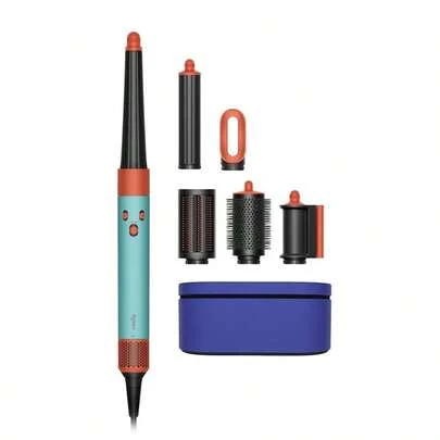 Dyson 戴森 HS08 Airwrap I.D.™ 多功能造型器及吹风机 - 专业空气卷发棒、吹风机及顺滑梳，无热损伤，负离子美发造型器，陶瓷铜绿/托帕石橙色