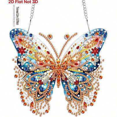 2D Flat Single-Sided Diamond Painting Kit, Adult Version, Butterfly Design, Suitable For Creating Diamond Art Paintings, Wall Decor Or Curtains, Applicable For Home And Garden Decoration