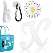 Letter And Flower Beach Accessories For Bogg Bags Insert Charm Accessories For Beach Bag Lightweight Polyester Charms In Pastel Colors Unique Decorative Details For Summer Outings - X 型 - 查看 8