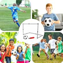 Portería de Fútbol 2 en 1 Fácil de Armar Con Balón y Bomba de Aire, Elige el Tamaño: 2 Porterías Individuales (56x28x35 cm) ó 1 Portería Grande (109x54x68 cm) - Blanco y Negro - Ver 5