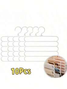 1/5/10pcs Pants Hanger Rack, Multi-Layer Non-Slip Seamless Wardrobe Pants Rack, Multi-Function Scarf Tie Rack, Pants Hanger Rack, Scarf Tie Rack, Home Pants Hanger, Dressing Room, Bedroom Wardrobe, Dressing Room Storage, Storage Cabinet, Clothing Storage, Wardrobe Organization, College Dorm, Space Saving, Back To School Supplies - White - View 9