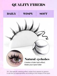 MAANGE 10/20 Pairs Natural Style Mixed Blood-Toned False Eyelashes, Durable & Long-Lasting, Low Sensitivity, Cartoon Style, Black Stem & Transparent Stem Thick Tail Camellia Cartoon Eyelashes, Japanese Style Gift - Black - View 10