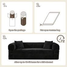 2-In-1 Convertible Sleeper Sofa Bed,3 Seats Compression Sofa With Fixed-Shape Frame, 82.67" Comfy Floor Couch With Pillows Hybrid Sofa Pocketed Spring - màu đen - Xem 11