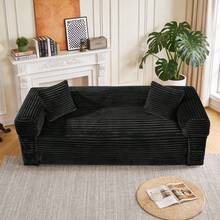 2-In-1 Convertible Sleeper Sofa Bed,3 Seats Compression Sofa With Fixed-Shape Frame, 82.67" Comfy Floor Couch With Pillows Hybrid Sofa Pocketed Spring - màu đen - Xem 5
